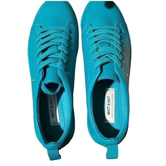 Matt And Nat Shoes Women’s 8 Blue Vegan Sneakers Aahana Teal Colorful Lace Up‎ - Picture 8 of 9